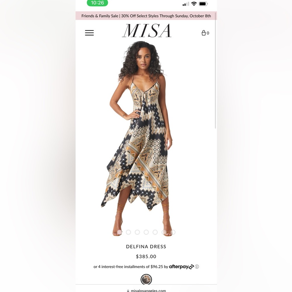 Misa dress size small. Worn twice.Good condition. No stains